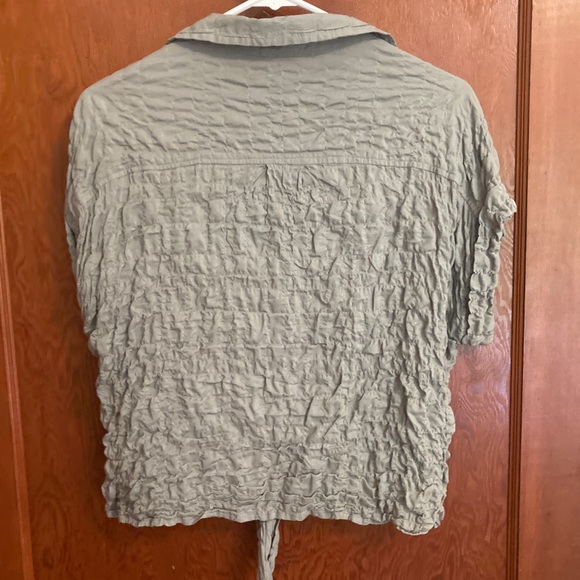 boutique tie front ruched fabric blouse - Picture 3 of 5